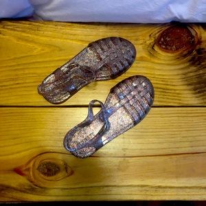 Old Navy multicolored glitter jellies, girls size 12